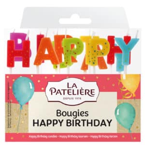 "Happy Birthday" letter candles
