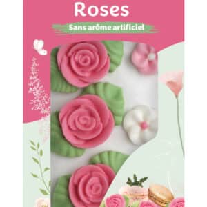 Décorations Roses avec pétales en sucre x 8